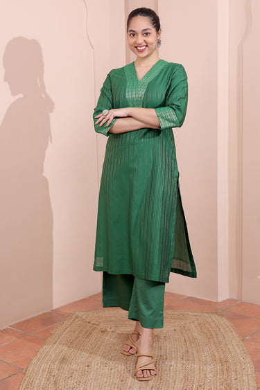 Dark Green Hand Dyed Cotton Satin Women Flared Pant WFLPT252C92