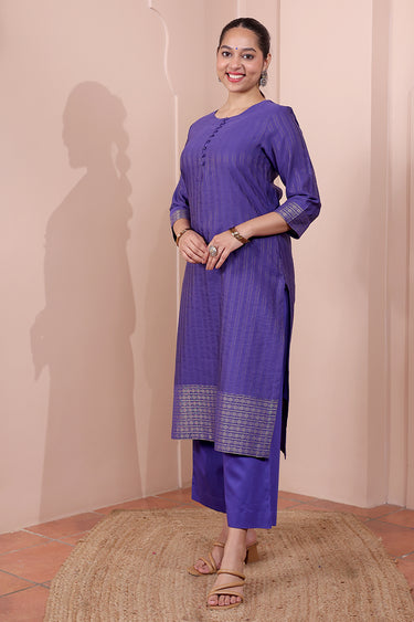 Royal Indigo Hand Dyed Cotton Satin Women Flared Pant WFLPT252C89