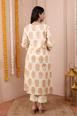 back look of Dusty Pink Sanganeri Dobby Kurta 
