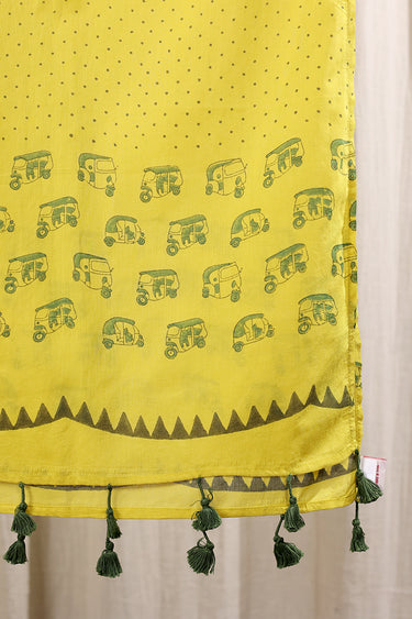 Mustard Sanganeri Cotton Malmal Stole STOLE251C59