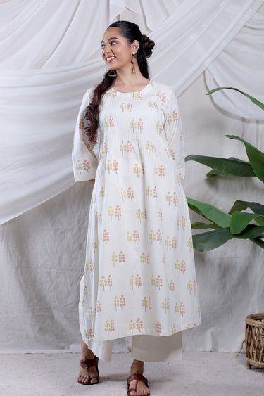 Natural Dyed Cotton Dobby Women Flared Pant