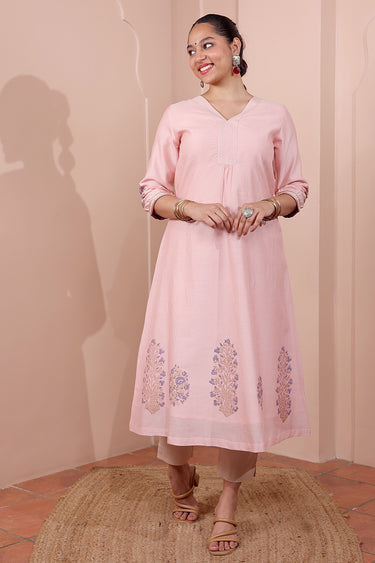 Pastel Pink Hand Dyed Cotton Satin Women Ankle Pant WAKPT253C20