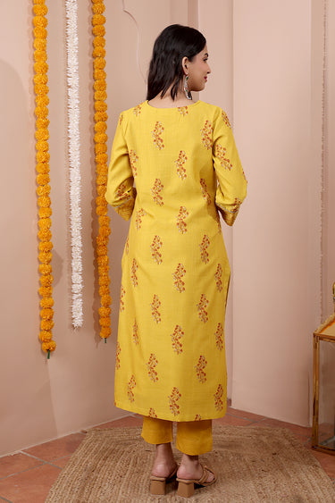 Mustard Hand Dyed Cotton Satin Women Ankle Pant WAKPT252C38