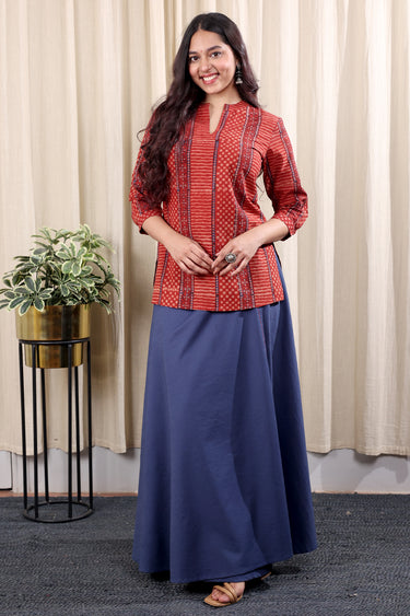 Navy Blue Hand Dyed Cotton Viscose Blend Wraparound WRPND253C4