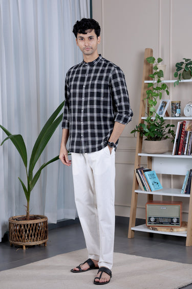 Black Checks South Cotton Men Shirt