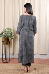 back look of Black Dhabu Cotton Kurta 
