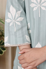 Light blue kurta with flower print women kurta