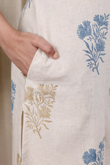 hand print on Ivory women kurta 