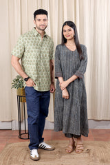 Black Dhabu Cotton Slub Women Long Kurta Long Sleeves WLKLS252C51
