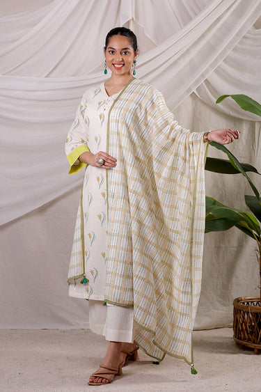 Golden Brown Sanganeri Cotton Dobby Women Long Kurta