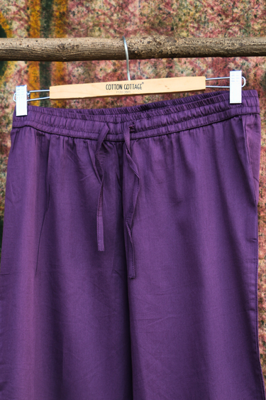 Wine Dyed Cotton Satin Women Ankle Pant
