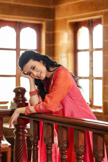 Rose Pink Long Kurta for women
