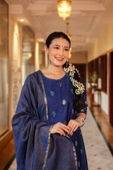 Royal Blue Jaquard Buta Kurta for women
