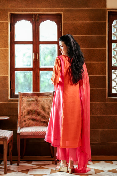 Rose Pink Hand Dyed Cotton Satin Women Ankle Pant WAKPT252C69