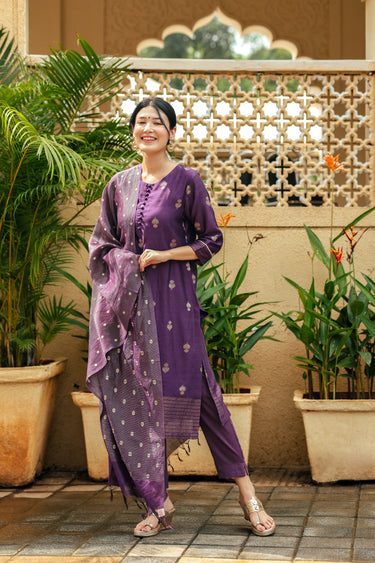 Dark Purple Hand Dyed Cotton Satin Women Ankle Pant WAKPT252C73