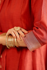 women Long Sleeves kurta red