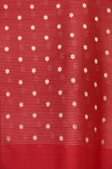 Red Jaquard Stripes Banarasi Silk Dupatta