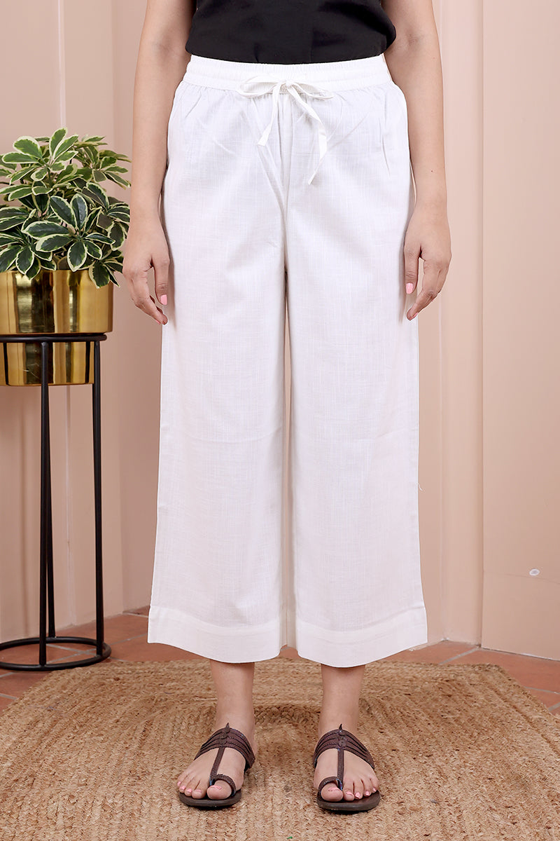 Off White Hand Dyed Cotton Women Flared Pant WFLPT10239