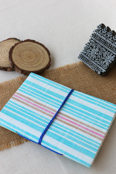 Green Stripes Handcrafted Diary 4 X 6 DIARY252C16