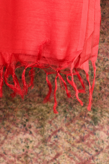 Red Jaquard Stripes Banarasi Silk Dupatta