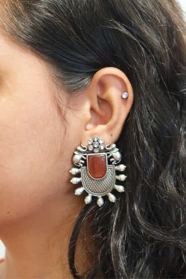 Orange Stone Elephant Earring EARNG0424108