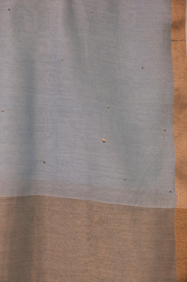 Blue Mukaish Work Silk Viscose Slub Dupatta
