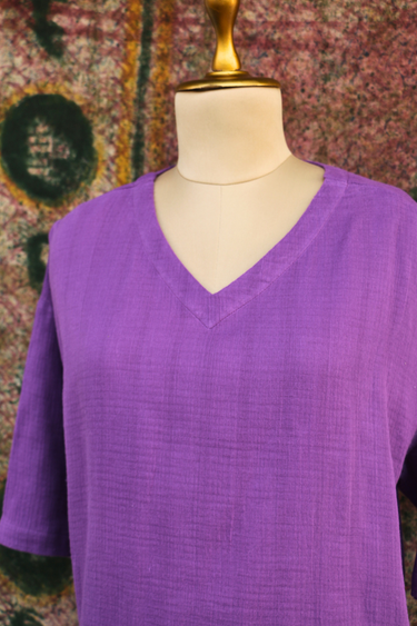 Dark Purple Dyed Cotton Double Cloth Women Kurti