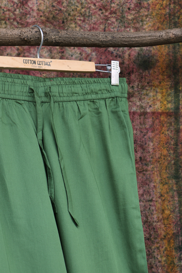 Forest Green Dyed Cotton Satin Women Flared Pant