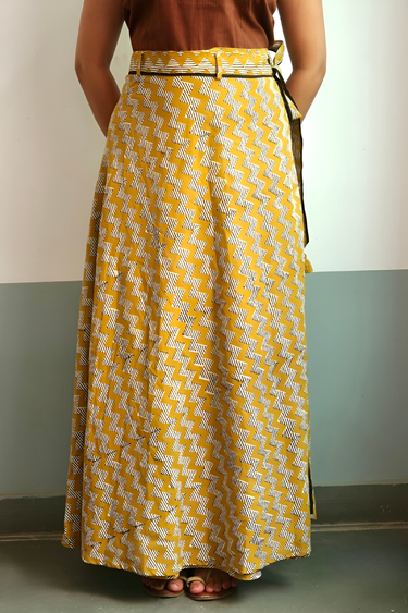 Mustard Bagru Cotton Slub Wraparound WRPND252C4