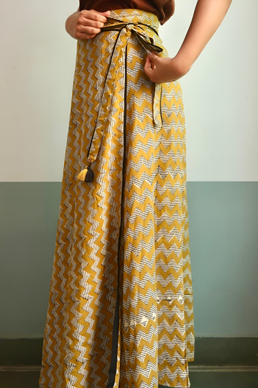 Mustard Bagru Cotton Slub Wraparound WRPND252C4