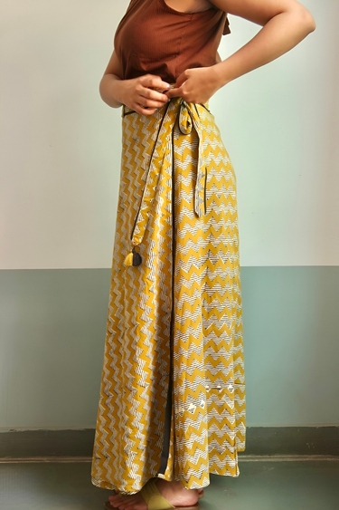 Mustard Bagru Cotton Slub Wraparound WRPND252C4