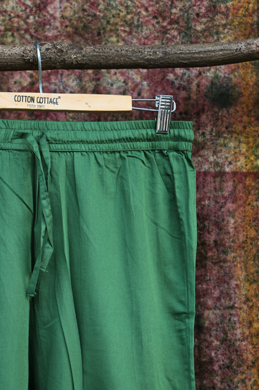 Forest Green Dyed Cotton Satin Women Ankle Pant