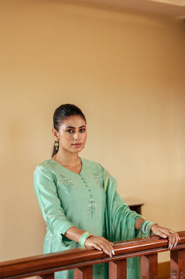 Chanderi Silk Women Long Kurta 
