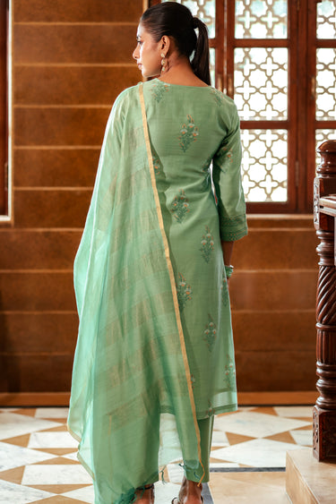 Mint Green Women Kurta with Long Sleeves 
