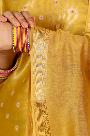 Antique Mustard Dyed Chanderi Silk Dupatta