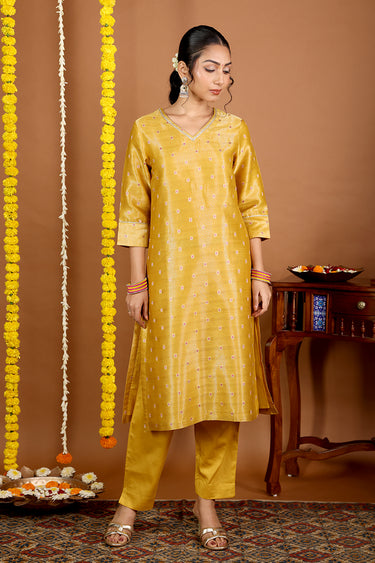 Antique Mustard Dyed Cotton Satin Women Ankle Pant