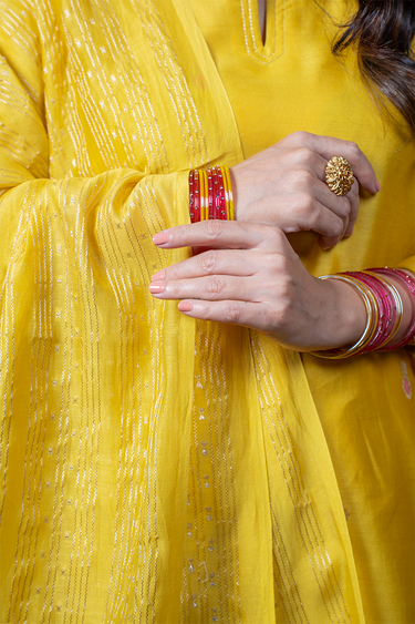 Antique Mustard Jaquard Chanderi Silk Dupatta