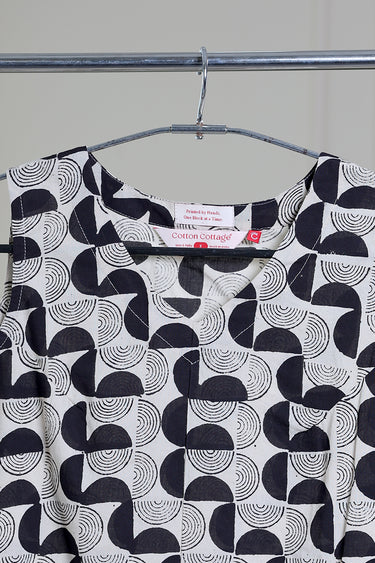 Black Bagru Cotton Women Short Top