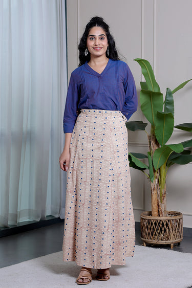 Blue Bagru Cotton Wraparound