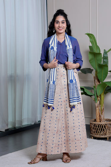 Blue Bagru Cotton Wraparound