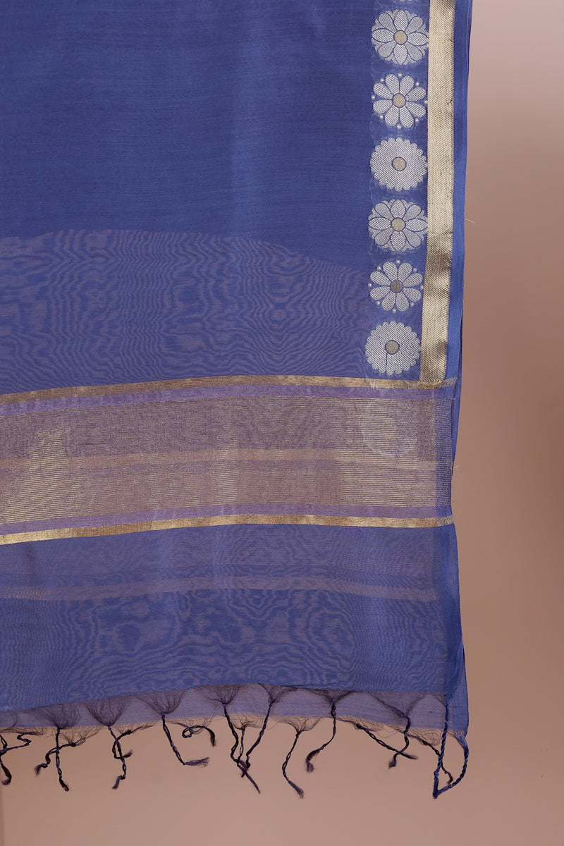 Blue Jaquard Banarasi Silk Dupatta DUPAT102345