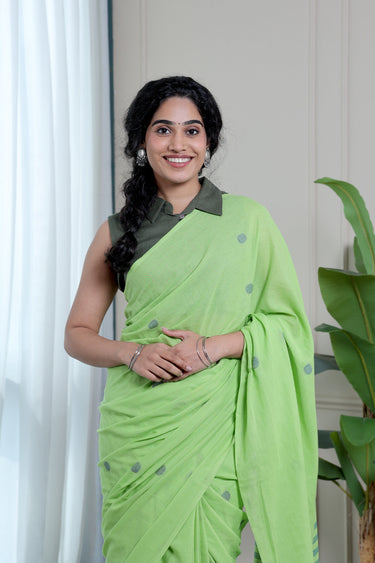 Bright Green Dobby South Cotton Saree