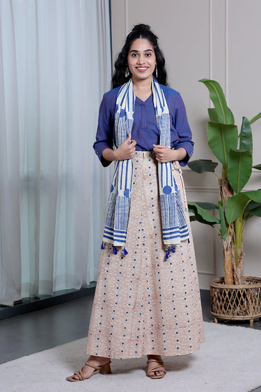 Dark Blue Yarn Dyed South Cotton Women Kurti