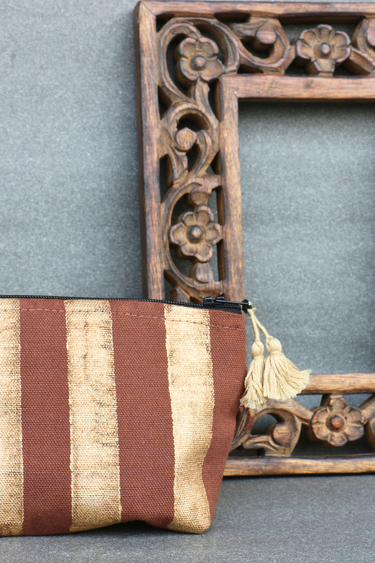 Dhaari Canvas Coin Pouch Brown