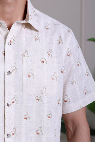Dusty Brown Sanganeri Natural Cotton Linen Men Shirt