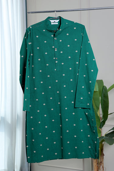Eden Green Dobby South Cotton Men Long Kurta