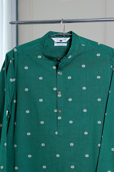 Eden Green Dobby South Cotton Men Long Kurta