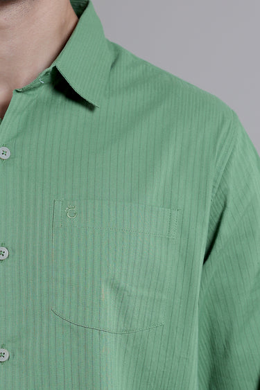 Forest Green Dyed Cotton Misdent Men Shirt