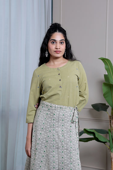 Green Black Bagru Cotton Wraparound