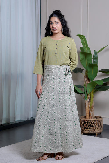 Green Black Bagru Cotton Wraparound